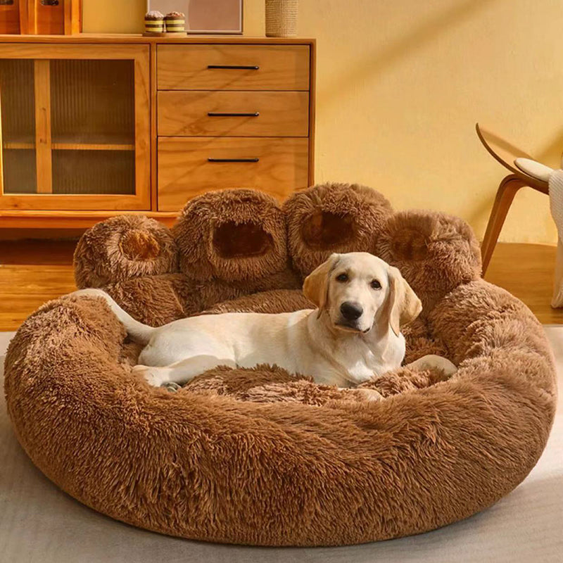 Modern Round Claw-Shaped Velvet Plush Pet Bed for Cats and Dogs-Orizon Depot
