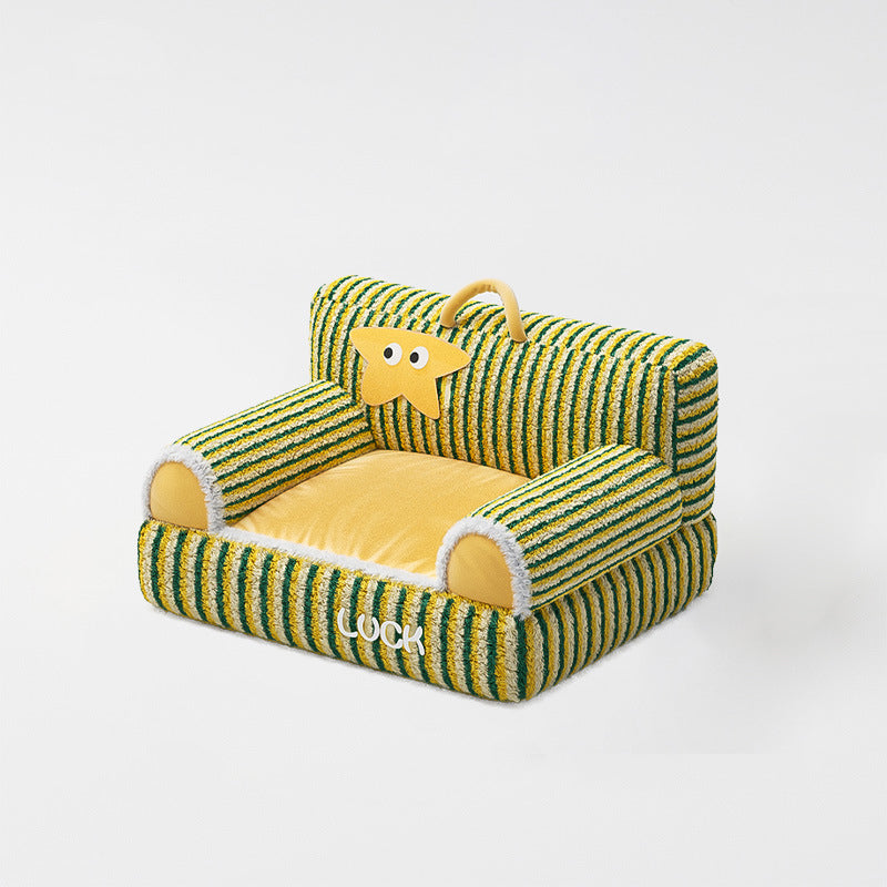 Stylish Rectangular Striped Fleece Pet Bed for Cats and Small Dogs-Orizon Depot