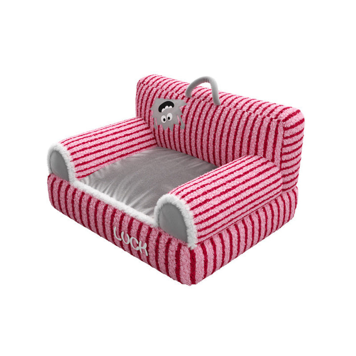 Stylish Rectangular Striped Fleece Pet Bed for Cats and Small Dogs-Orizon Depot