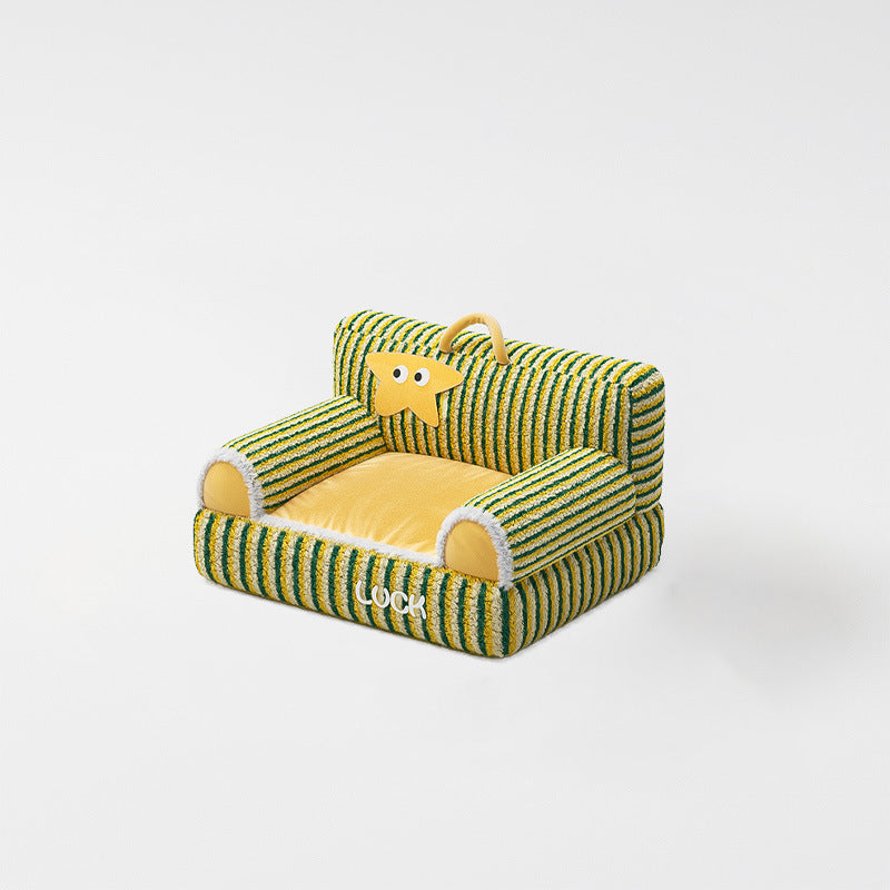 Stylish Rectangular Striped Fleece Pet Bed for Cats and Small Dogs-Orizon Depot
