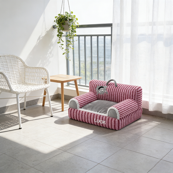 Stylish Rectangular Striped Fleece Pet Bed for Cats and Small Dogs-Orizon Depot