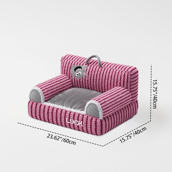 Stylish Rectangular Striped Fleece Pet Bed for Cats and Small Dogs-Orizon Depot