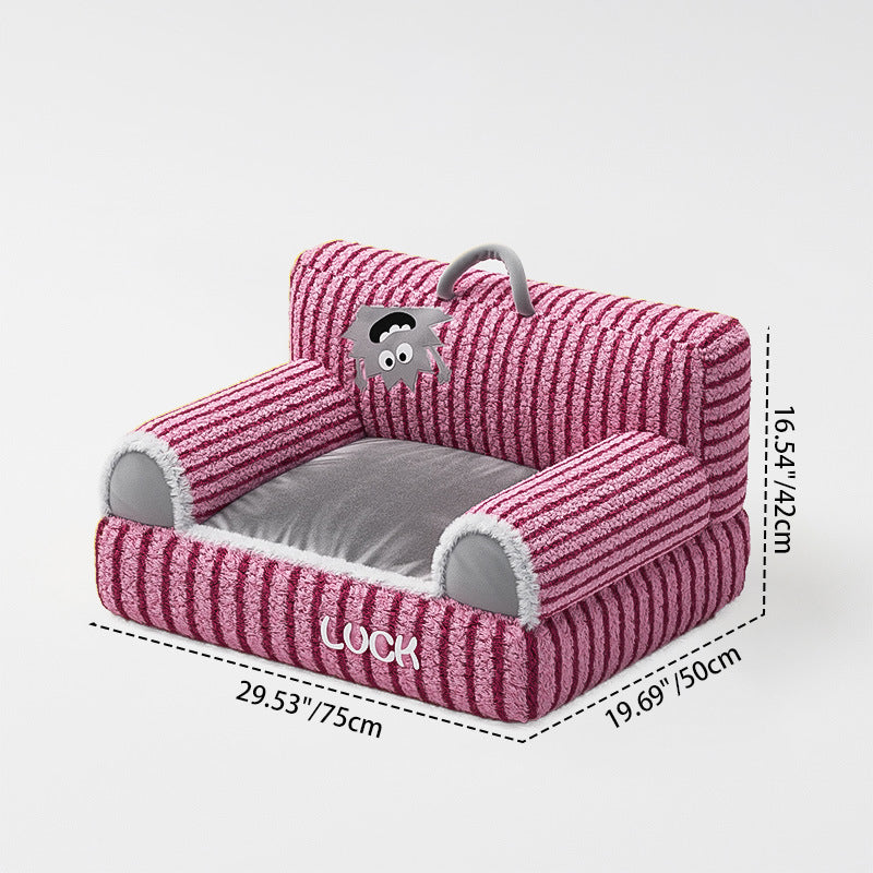 Stylish Rectangular Striped Fleece Pet Bed for Cats and Small Dogs-Orizon Depot