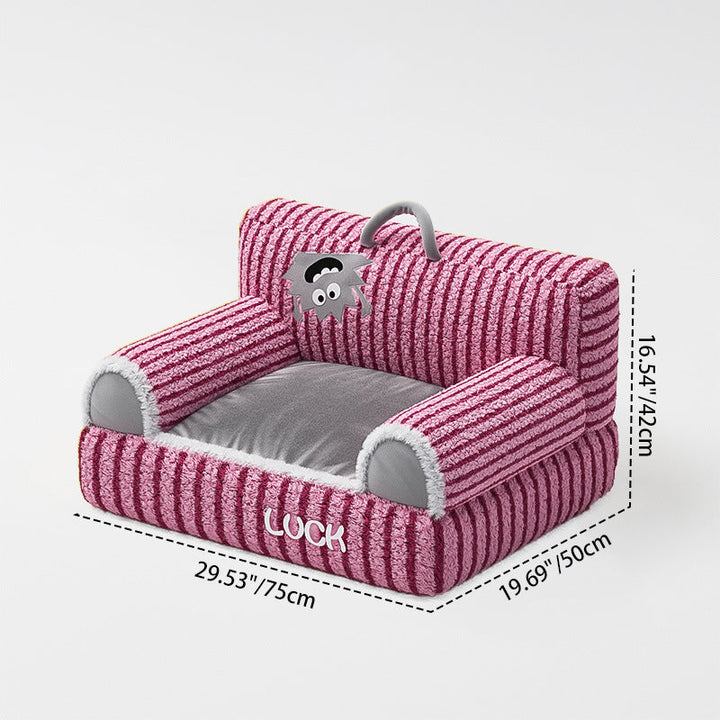 Stylish Rectangular Striped Fleece Pet Bed for Cats and Small Dogs-Orizon Depot