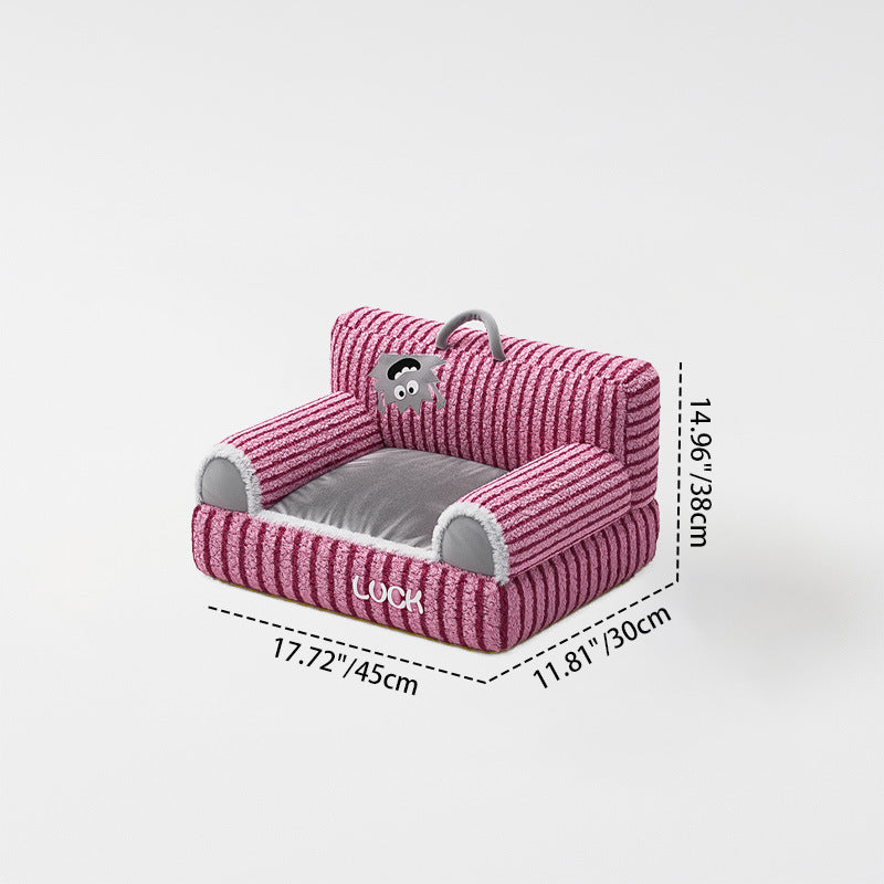 Stylish Rectangular Striped Fleece Pet Bed for Cats and Small Dogs-Orizon Depot