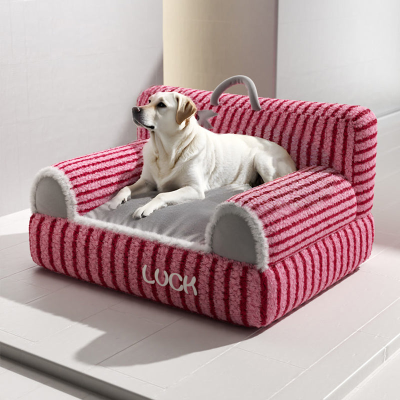Stylish Rectangular Striped Fleece Pet Bed for Cats and Small Dogs-Orizon Depot
