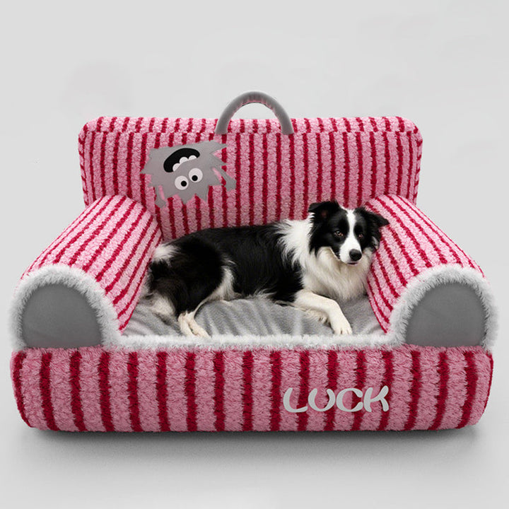 Stylish Rectangular Striped Fleece Pet Bed for Cats and Small Dogs-Orizon Depot
