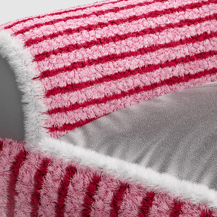Stylish Rectangular Striped Fleece Pet Bed for Cats and Small Dogs-Orizon Depot
