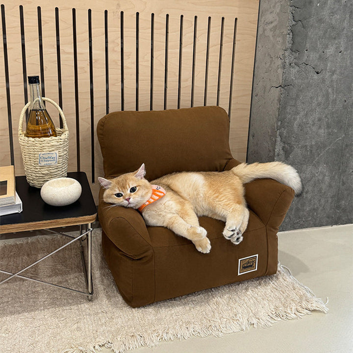 Stylish Minimalist Rectangular Cat Bed with Backrest for Living Room-Orizon Depot
