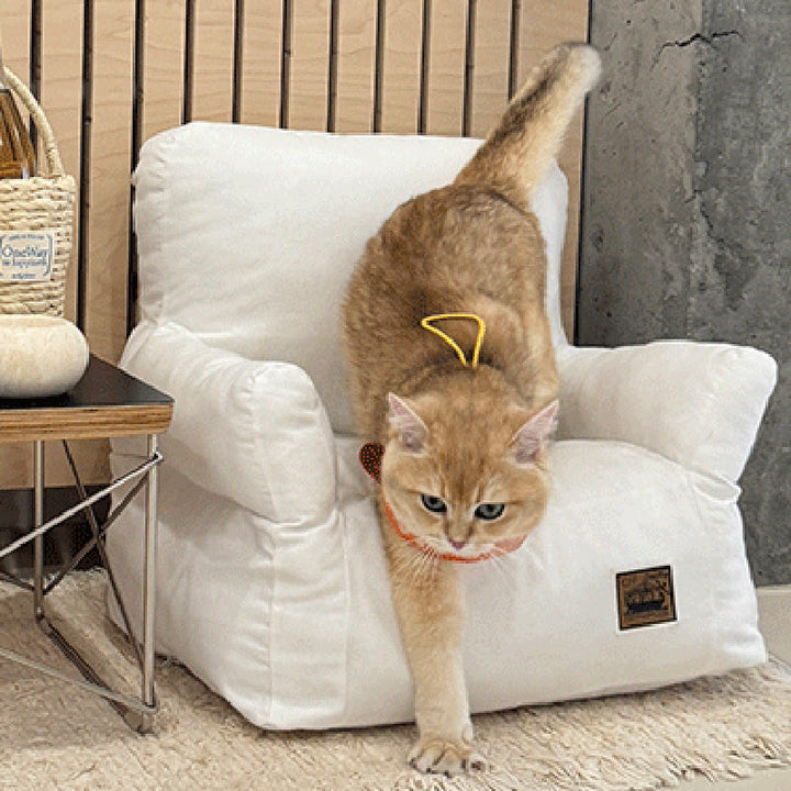 Stylish Minimalist Rectangular Cat Bed with Backrest for Living Room-Orizon Depot