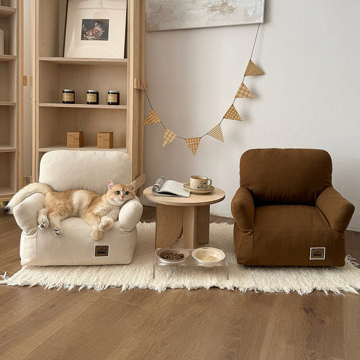 Stylish Minimalist Rectangular Cat Bed with Backrest for Living Room-Orizon Depot
