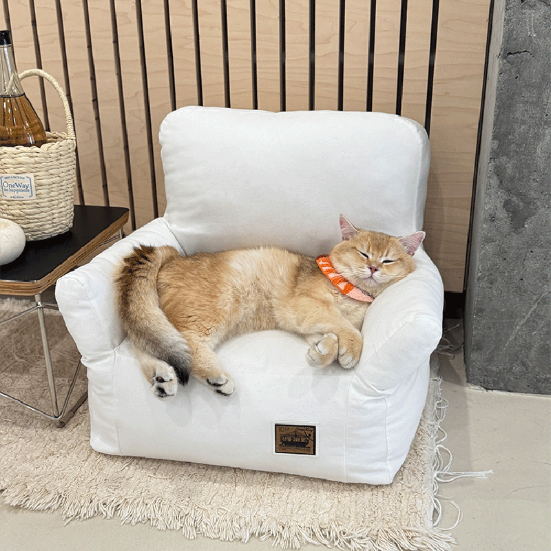Stylish Minimalist Rectangular Cat Bed with Backrest for Living Room-Orizon Depot