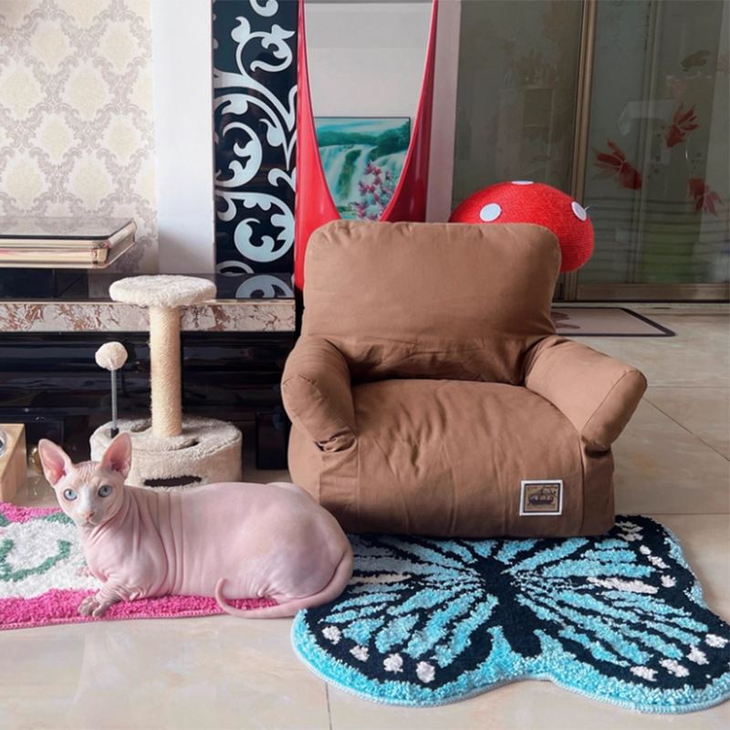 Stylish Minimalist Rectangular Cat Bed with Backrest for Living Room-Orizon Depot