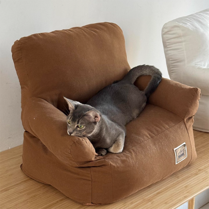Stylish Minimalist Rectangular Cat Bed with Backrest for Living Room-Orizon Depot