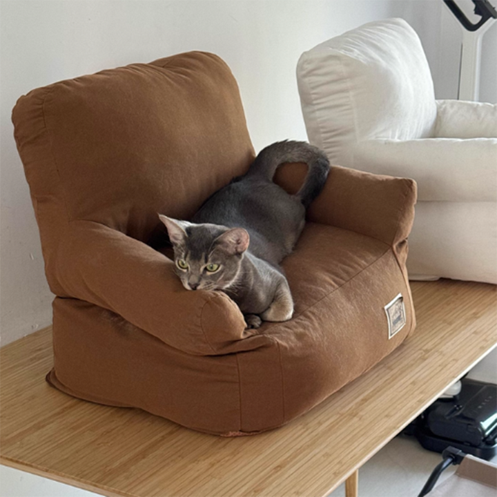 Stylish Minimalist Rectangular Cat Bed with Backrest for Living Room-Orizon Depot