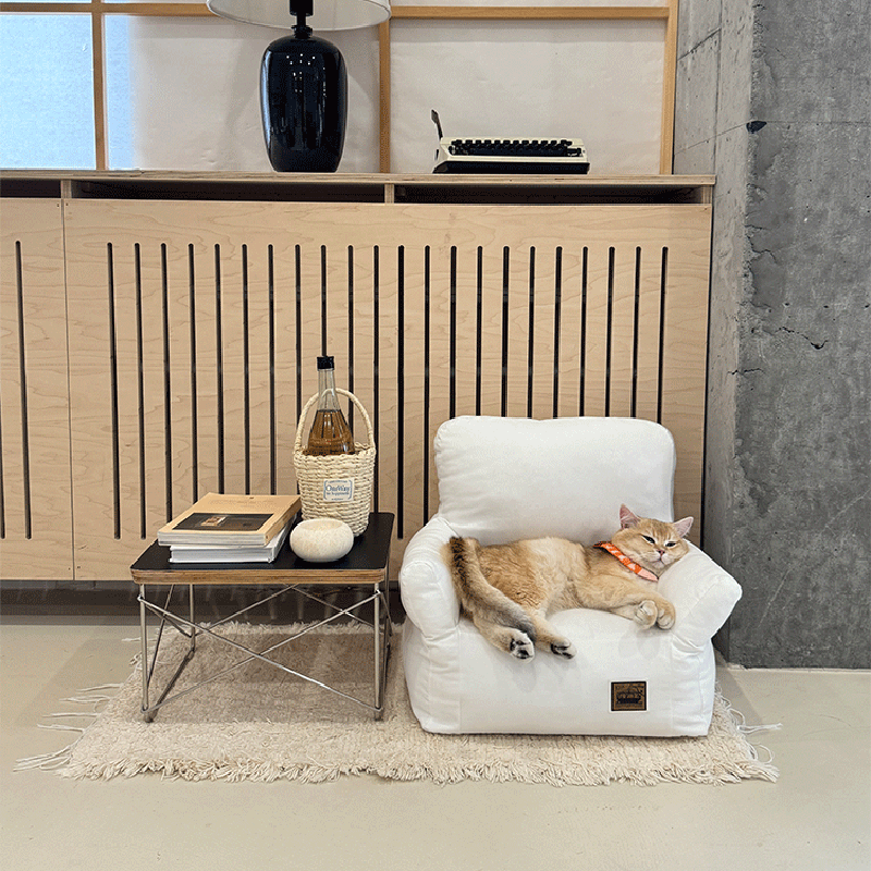 Stylish Minimalist Rectangular Cat Bed with Backrest for Living Room-Orizon Depot