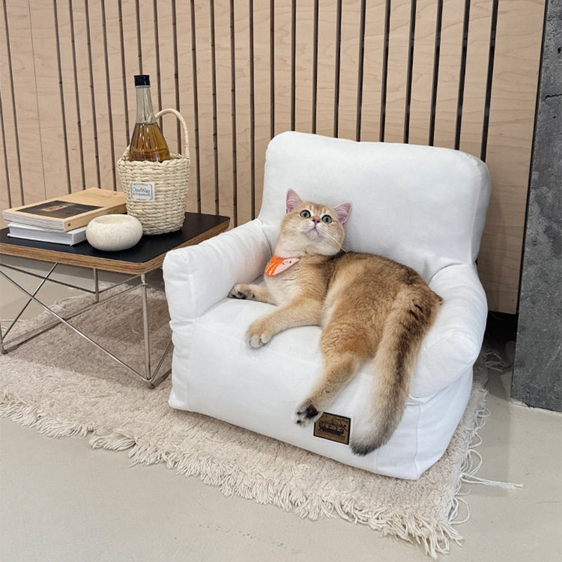 Stylish Minimalist Rectangular Cat Bed with Backrest for Living Room-Orizon Depot