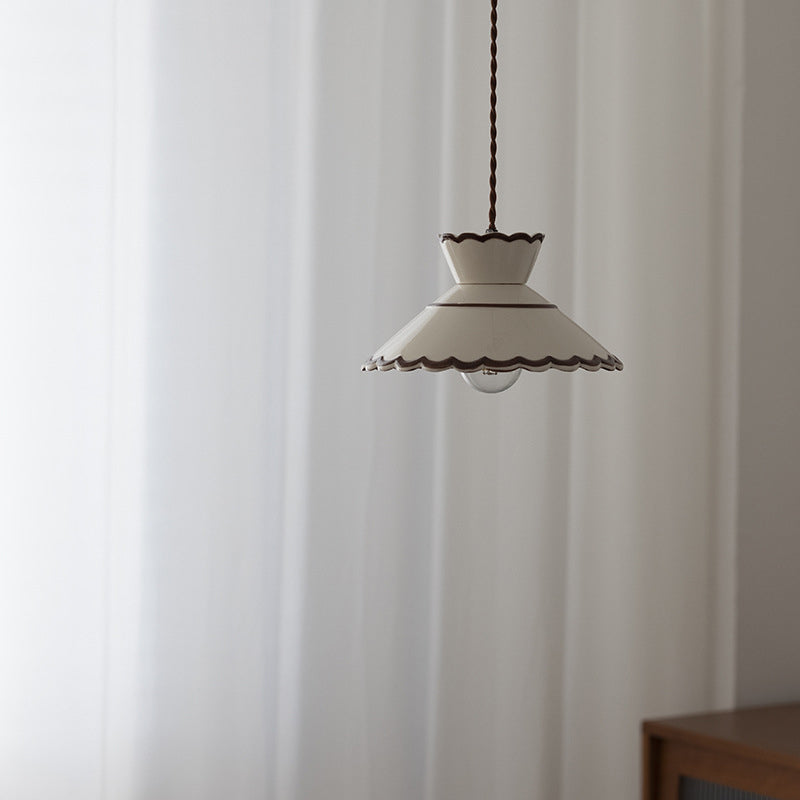 Rustic French Ceramic Pendant Light with Vintage Iron Charm-Orizon Depot