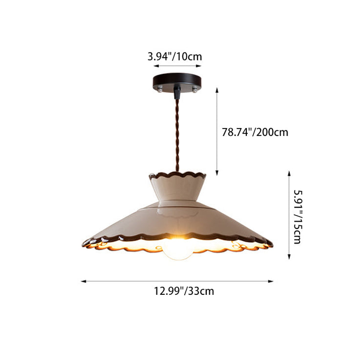Rustic French Ceramic Pendant Light with Vintage Iron Charm-Orizon Depot