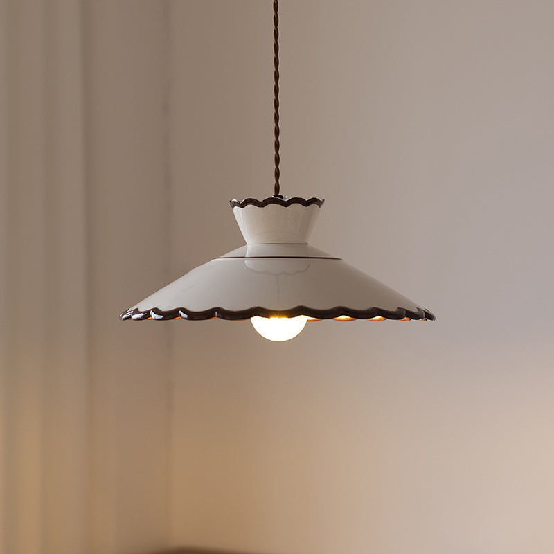 Rustic French Ceramic Pendant Light with Vintage Iron Charm-Orizon Depot