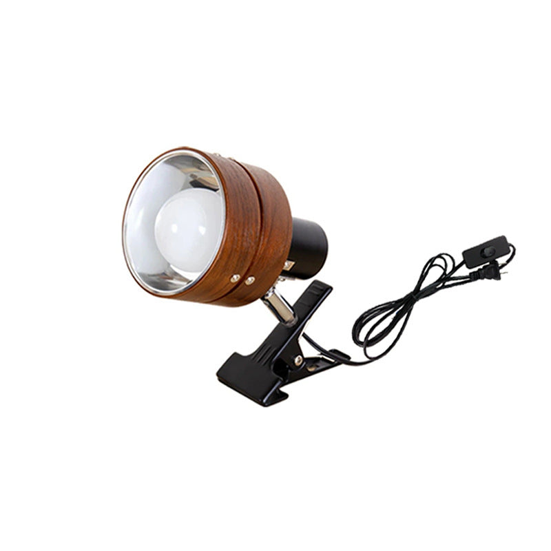 Traditional Japanese Style Round Clip Wood Iron Acrylic 1-Light Bedroom Table Lamp-Orizon Depot