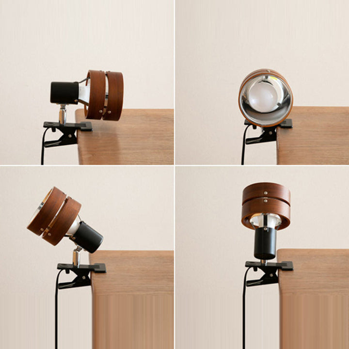 Traditional Japanese Style Round Clip Wood Iron Acrylic 1-Light Bedroom Table Lamp-Orizon Depot