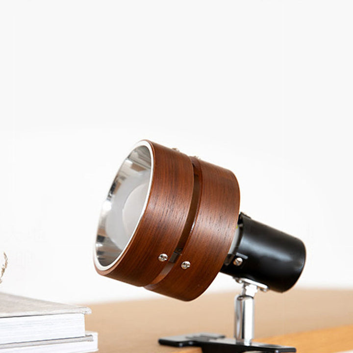 Traditional Japanese Style Round Clip Wood Iron Acrylic 1-Light Bedroom Table Lamp-Orizon Depot