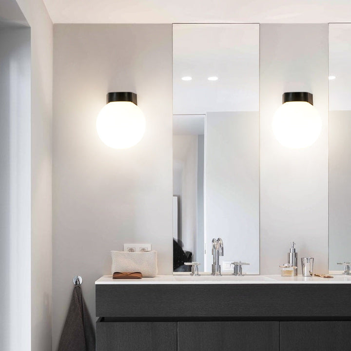 Modern Minimalist Waterproof Orb Wall Sconce – Polycarbonate Acrylic Outdoor Patio Light-Orizon Depot