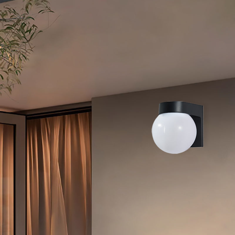 Modern Minimalist Waterproof Orb Wall Sconce – Polycarbonate Acrylic Outdoor Patio Light