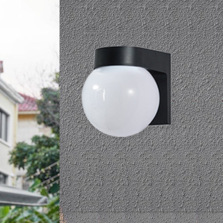 Modern Minimalist Waterproof Orb Wall Sconce – Polycarbonate Acrylic Outdoor Patio Light