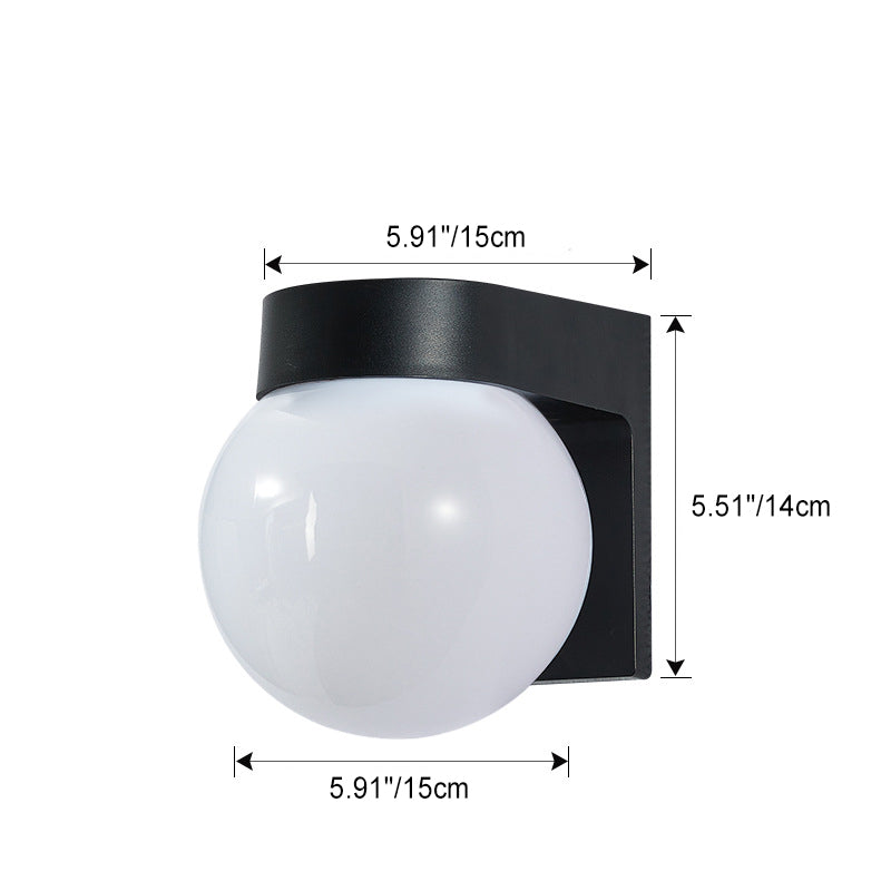 Modern Minimalist Waterproof Orb Wall Sconce – Polycarbonate Acrylic Outdoor Patio Light