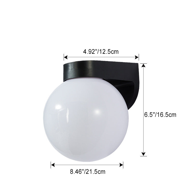 Modern Minimalist Waterproof Orb Wall Sconce – Polycarbonate Acrylic Outdoor Patio Light