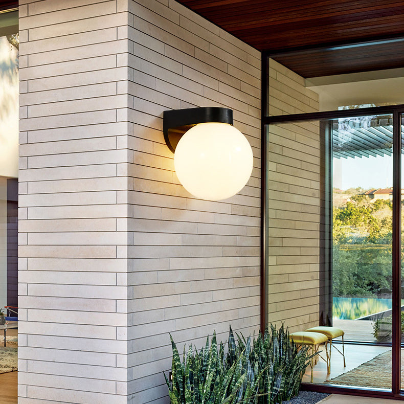 Modern Minimalist Waterproof Orb Wall Sconce – Polycarbonate Acrylic Outdoor Patio Light