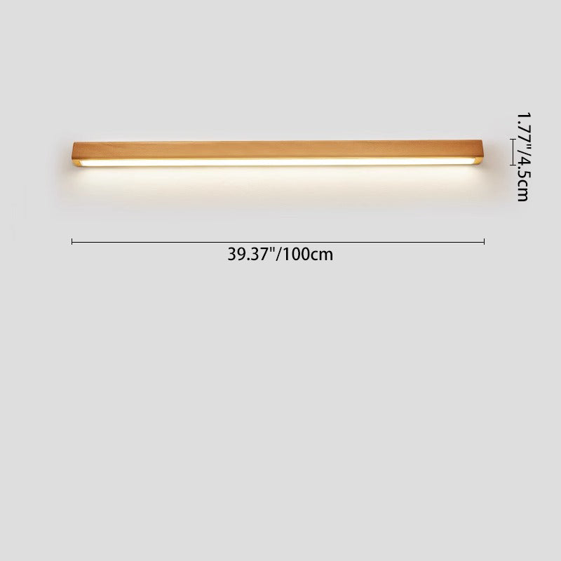 Japanese Minimalist Solid Wood Strip LED Wall Sconce Lamp