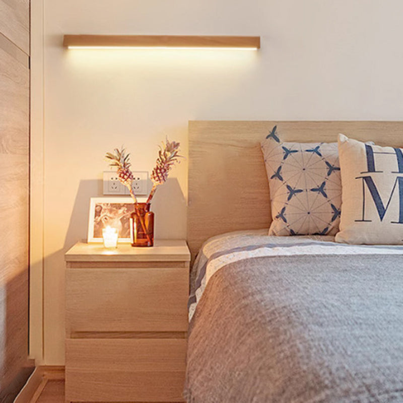Japanese Minimalist Solid Wood Strip LED Wall Sconce Lamp