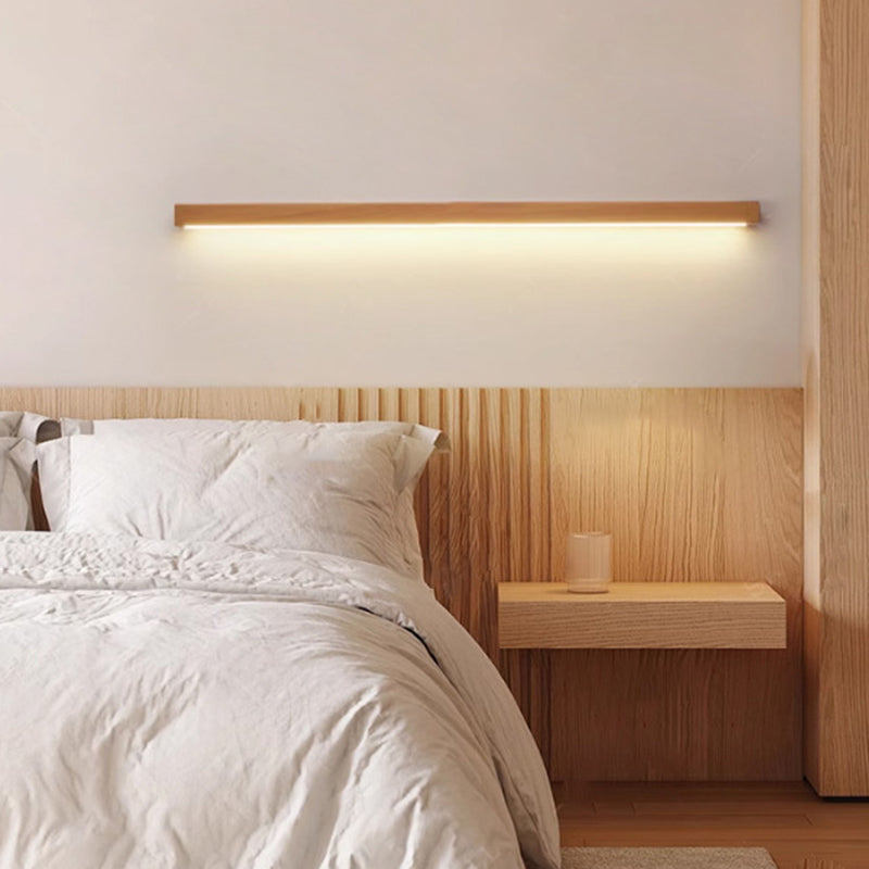 Japanese Minimalist Solid Wood Strip LED Wall Sconce Lamp