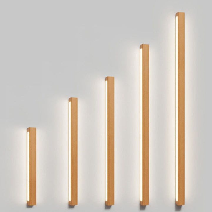 Japanese Minimalist Solid Wood Strip LED Wall Sconce Lamp-Orizon Depot