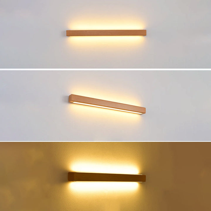 Japanese Minimalist Solid Wood Strip LED Wall Sconce Lamp-Orizon Depot