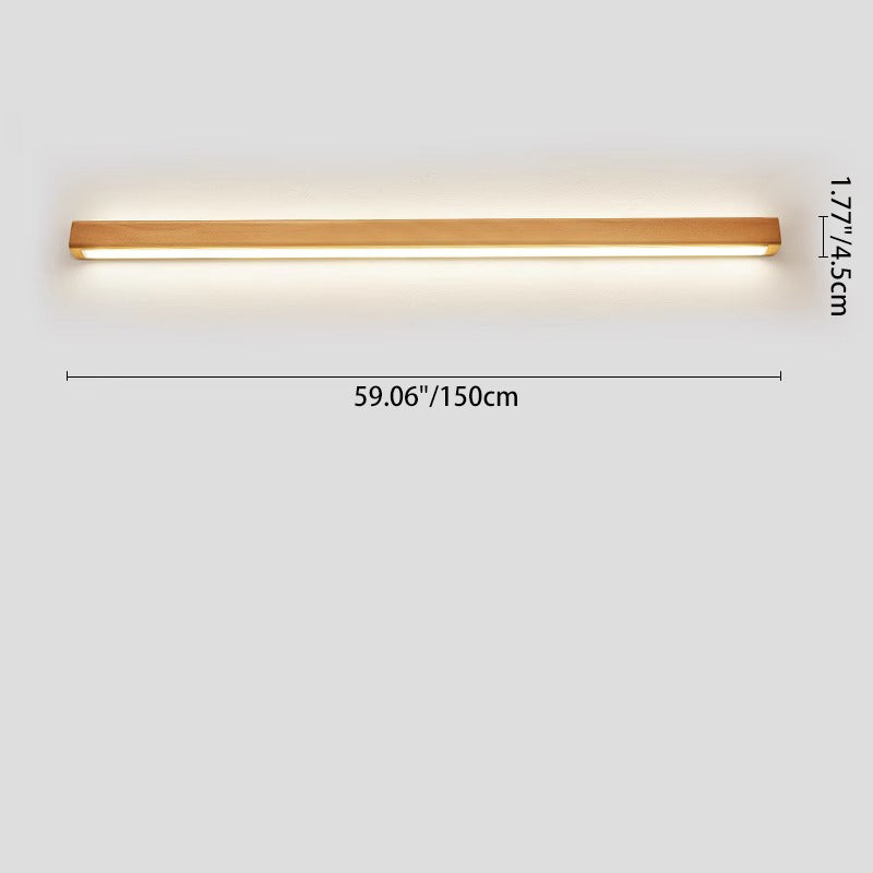 Japanese Minimalist Solid Wood Strip LED Wall Sconce Lamp