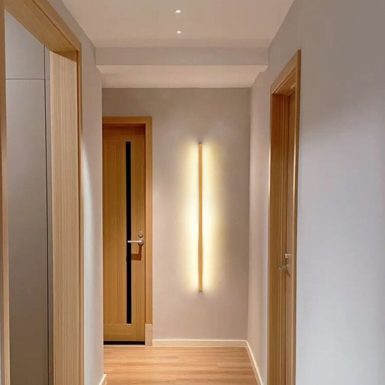 Japanese Minimalist Solid Wood Strip LED Wall Sconce Lamp