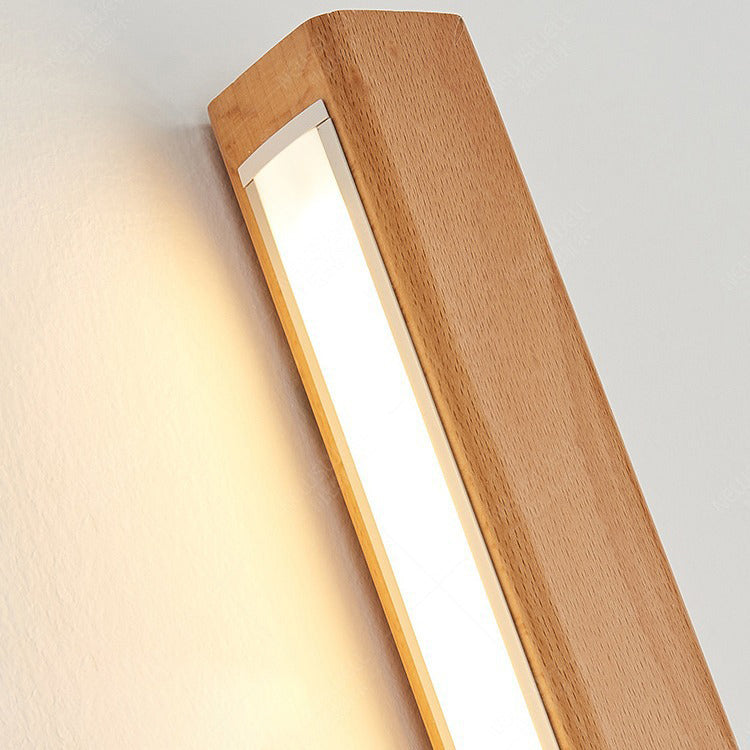 Japanese Minimalist Solid Wood Strip LED Wall Sconce Lamp-Orizon Depot