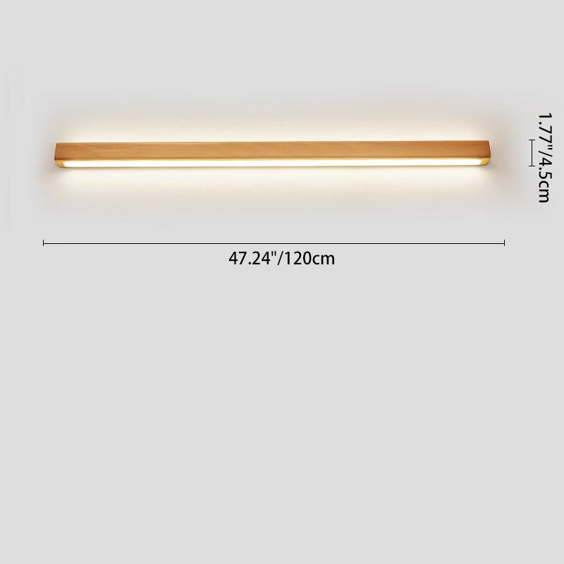 Japanese Minimalist Solid Wood Strip LED Wall Sconce Lamp