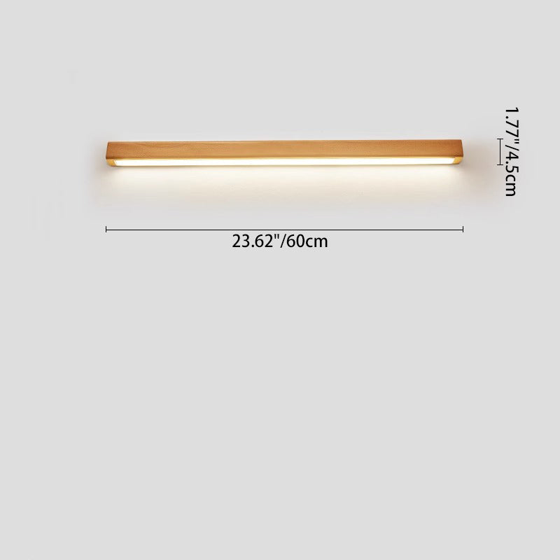 Japanese Minimalist Solid Wood Strip LED Wall Sconce Lamp