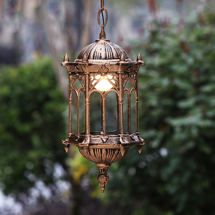 Traditional Vintage Waterproof Hexagonal Column Palace Patio Pendant Lamp-Orizon Depot