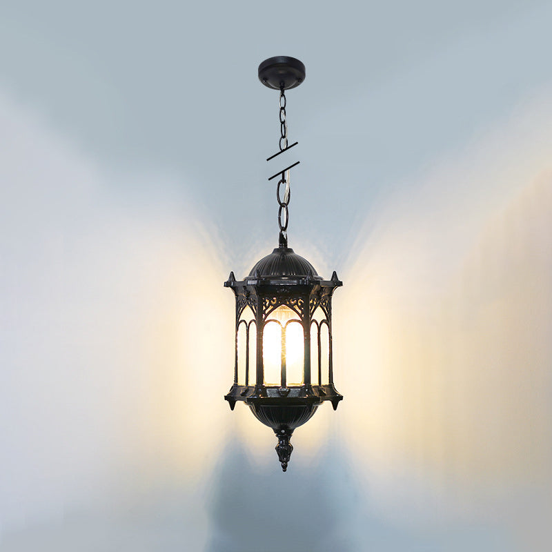 Traditional Vintage Waterproof Hexagonal Column Palace Patio Pendant Lamp-Orizon Depot