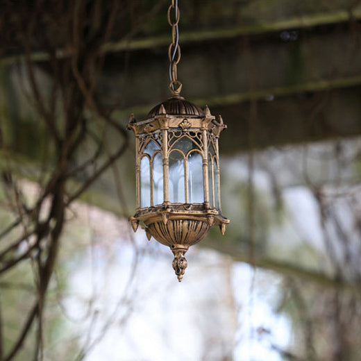 Traditional Vintage Waterproof Hexagonal Column Palace Patio Pendant Lamp-Orizon Depot