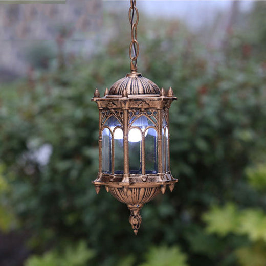 Traditional Vintage Waterproof Hexagonal Column Palace Patio Pendant Lamp-Orizon Depot