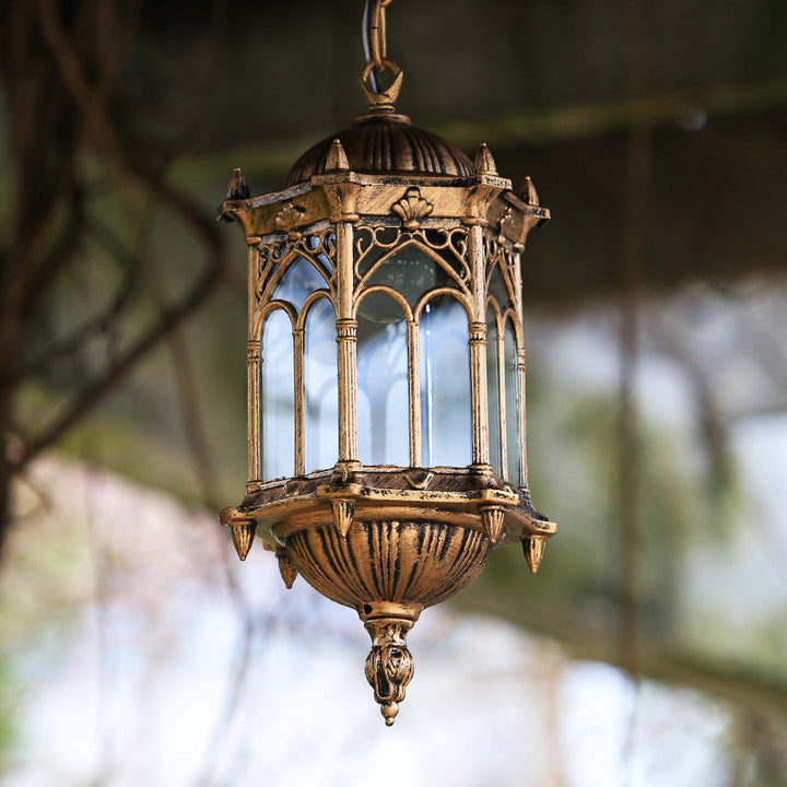 Traditional Vintage Waterproof Hexagonal Column Palace Patio Pendant Lamp-Orizon Depot