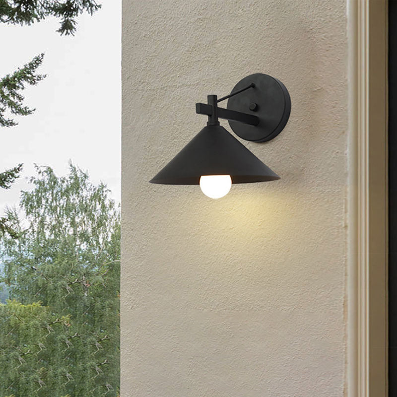 Contemporary Nordic Iron Geometric Cone Outdoor Waterproof Wall Sconce Lamp