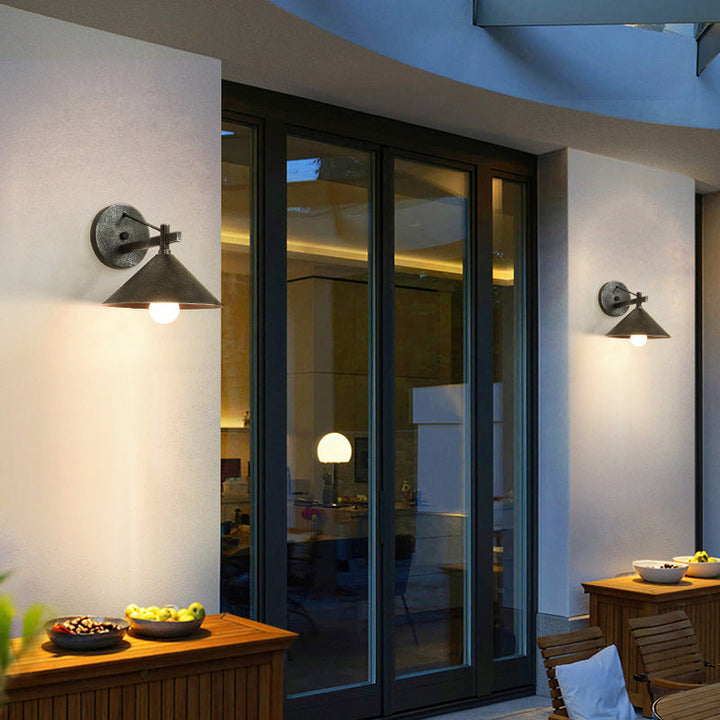 Contemporary Nordic Iron Geometric Cone Outdoor Waterproof Wall Sconce Lamp-Orizon Depot
